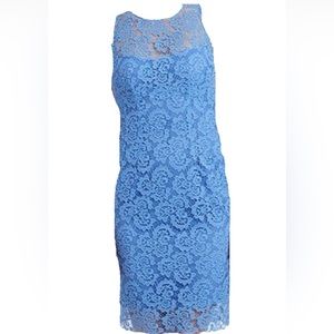Nanette Lepore Sultry Lace Sheath Periwinkle Blue Dress Open Back Size 4